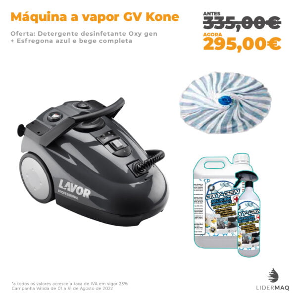 Máquina a Vapor GV Kone + OFERTA Detergente + Esfregona